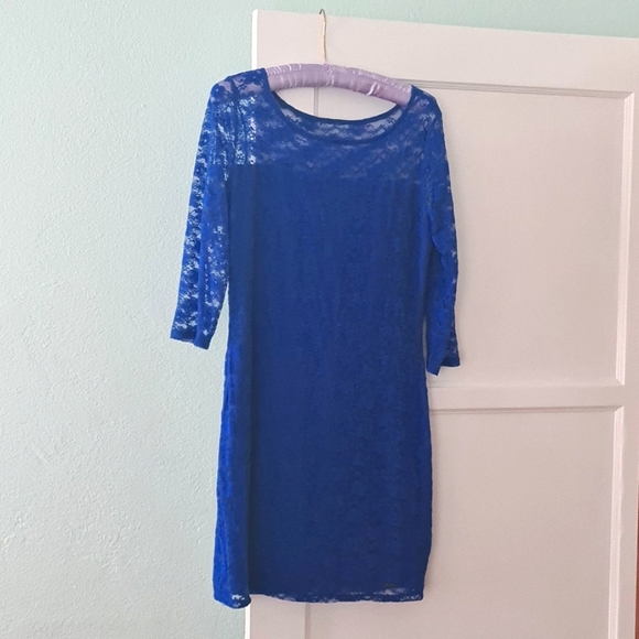 Bright blue lacey Hollister dress. Size Large. Very cute! - Picture 1 of 3
